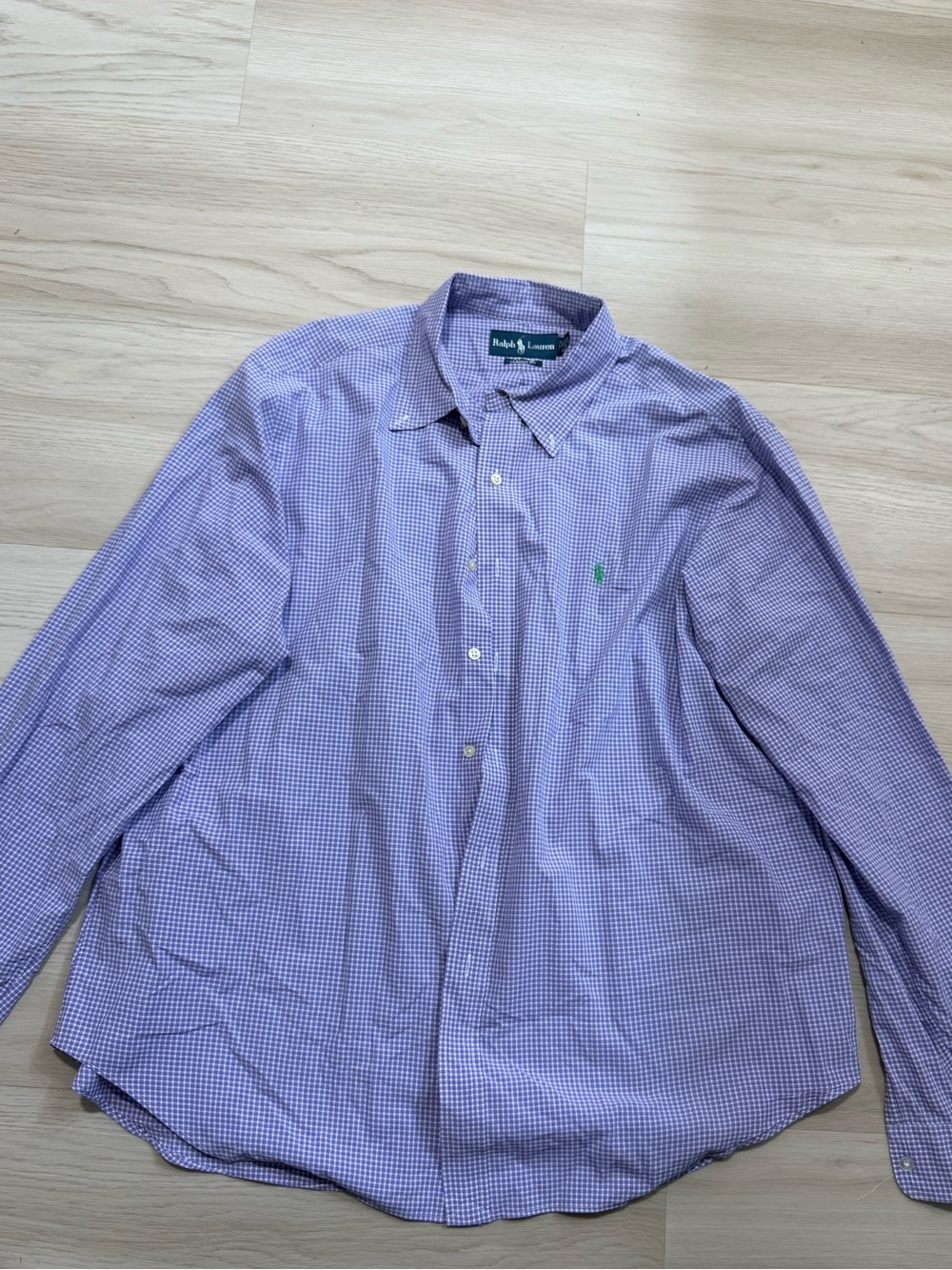 Ralph Lauren Classic Fit Gingham Button Down in Purple & White XL Like New